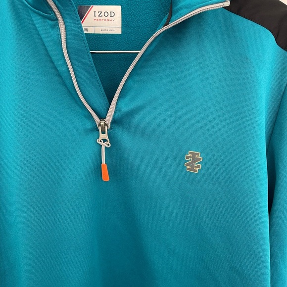 IZOD Golf Crewneck Pullover 1/4 Zip Up Sweater Men's Size M Blue - Picture 2 of 5